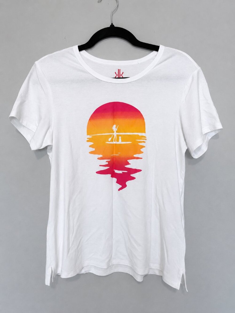 Krimson Klover White Tee Paddle Boarding w/Dog Graphic Small NWOT